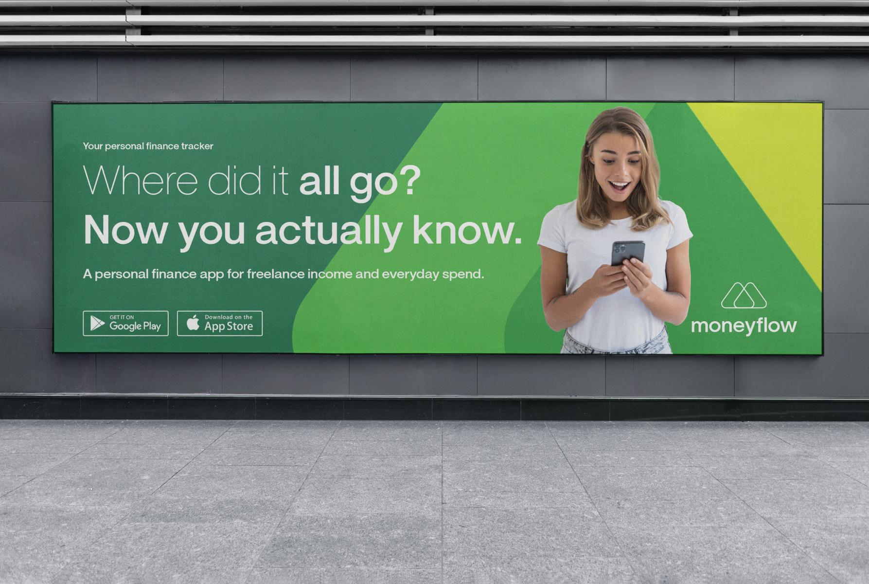 Moneyflow — Billboard with app dashboard